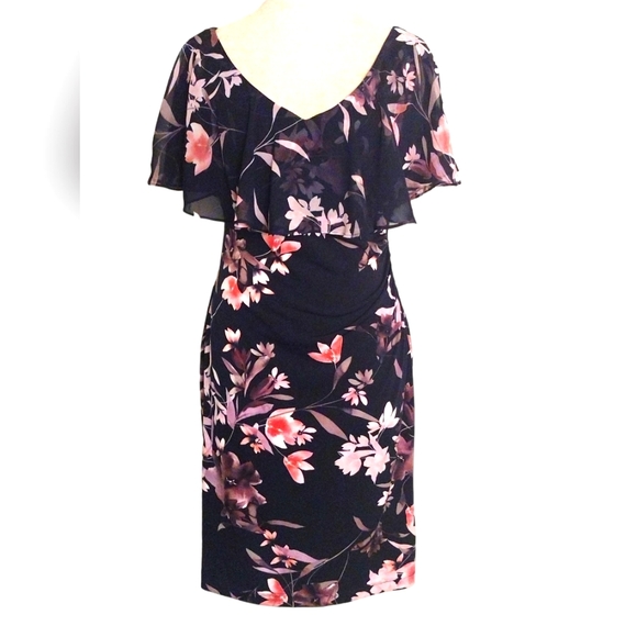 NWOT CONNECTED BEAUTIFUL WOMENS FLORAL FLUTTER SLEEVE DRESS SIZE 8 - Picture 2 of 9